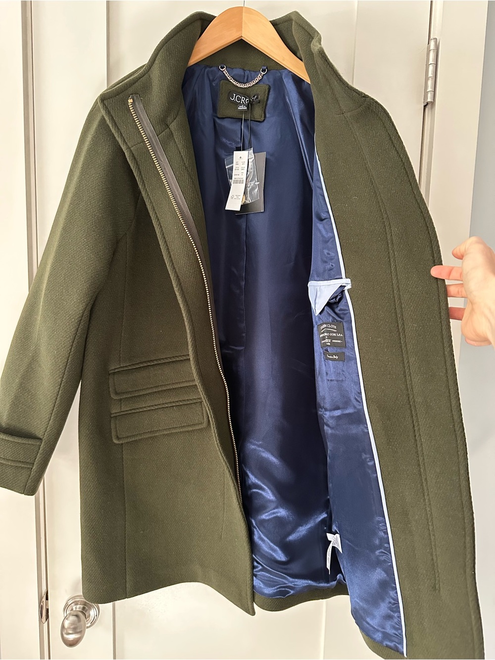 NWT J.Crew Toscana Coat Italian Stadium-Cloth Wool Blend Dark Moss 6 - Picture 3 of 9